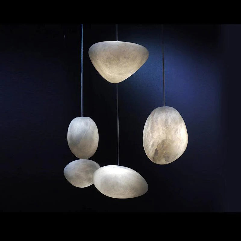 Fanci Laurel Handcrafted Alabaster Pendant Light, Natural Stone Lamp