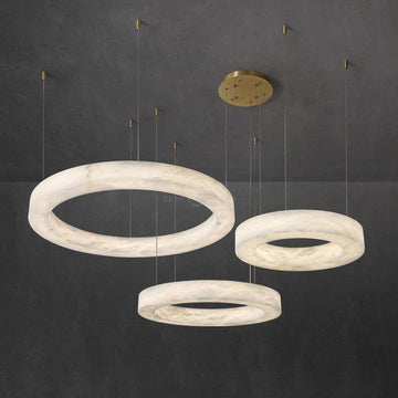 Real Alabaster Ring Chandelier, Modern Circular Chandelier