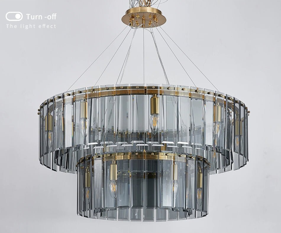 fancilighting Double frosted glass suspension luminaire modern Round chandelier