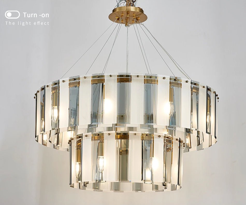 fancilighting Double frosted glass suspension luminaire modern Round chandelier