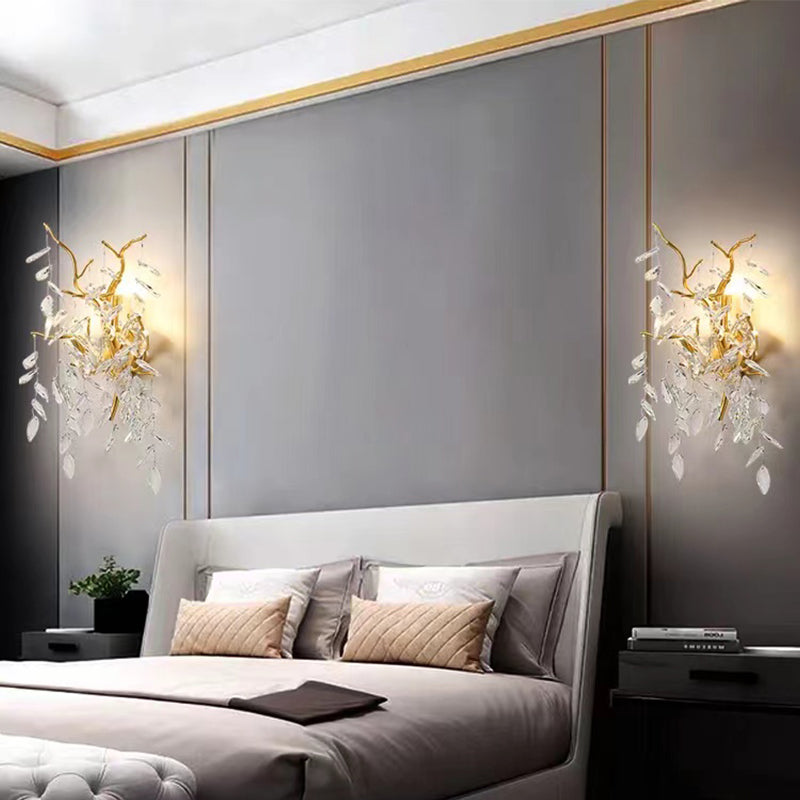 Aether Modern Stylish  Clear Crystal Wall Sconce For Bedroom, Living Room Wall Sconce J-CHANDELIER   