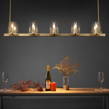 Ronald Modern Linear Glass Dining Room Chandelier Lighting Fixtures