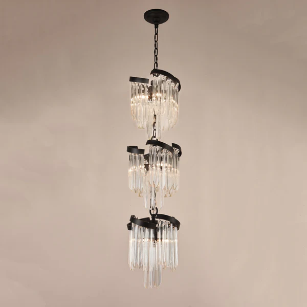 Bourbons Louis Flower 3-Tier Crystal Round Chandelier