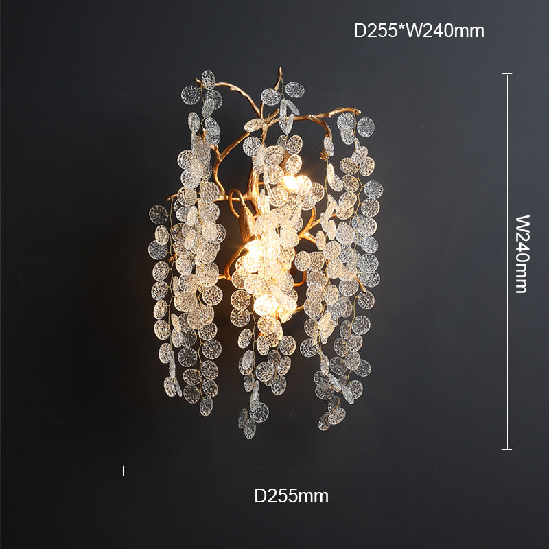 Elspeth Modern Round Gold Clear Crystal  Wall Sconce For Bedroom Wall Light Fixtures J-CHANDELIER 10"DIAM  