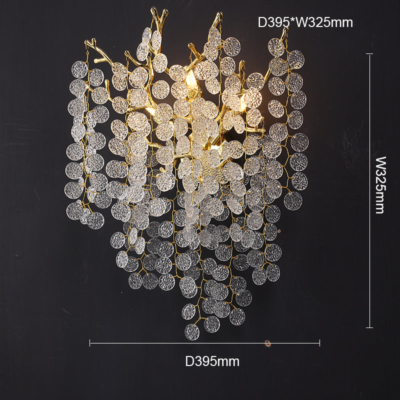 Elspeth Modern Round Gold Clear Crystal  Wall Sconce For Bedroom Wall Light Fixtures J-CHANDELIER 15.6"DIAM  