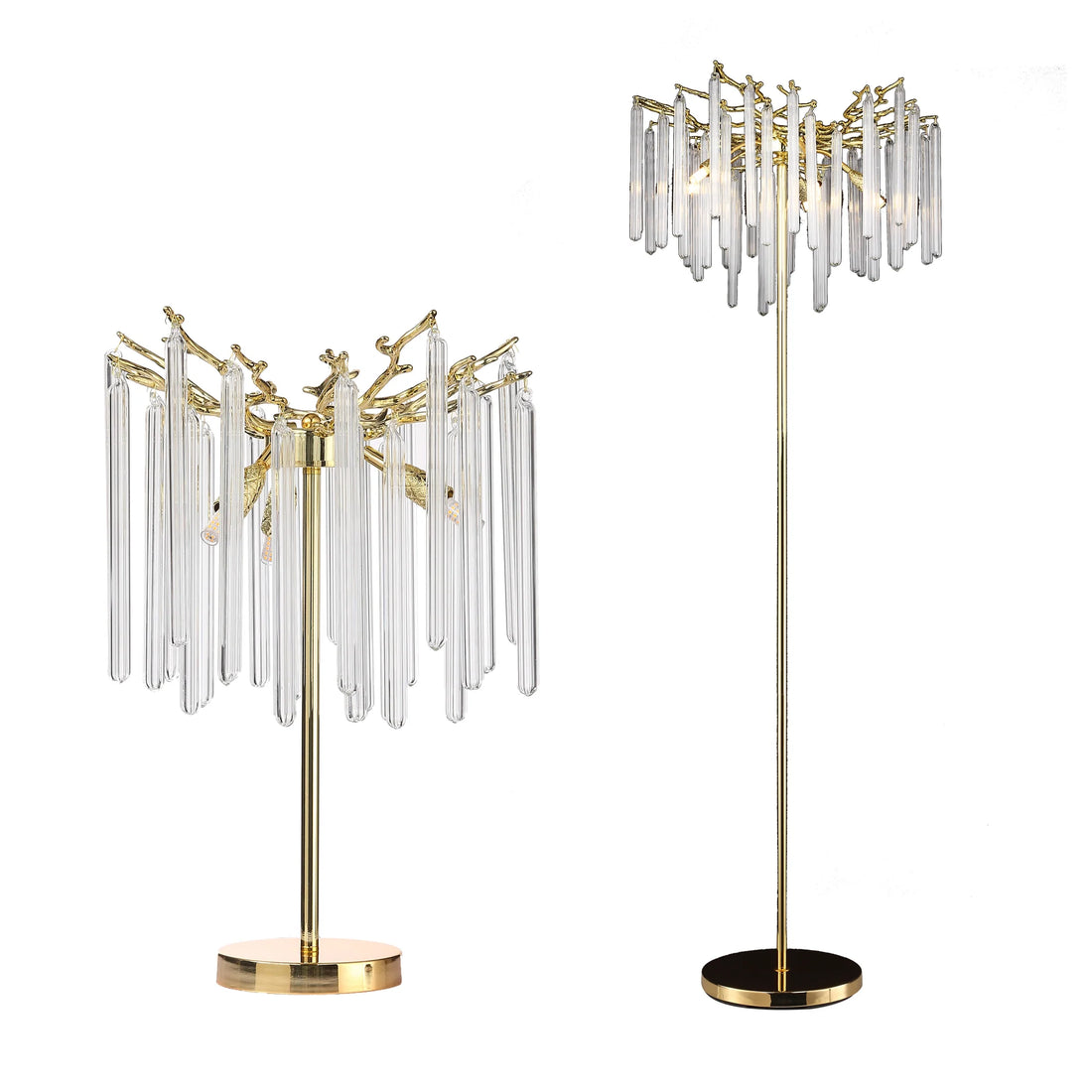 Bianca Long Crystal Modern Standing Lamp Living Room and Kitchen