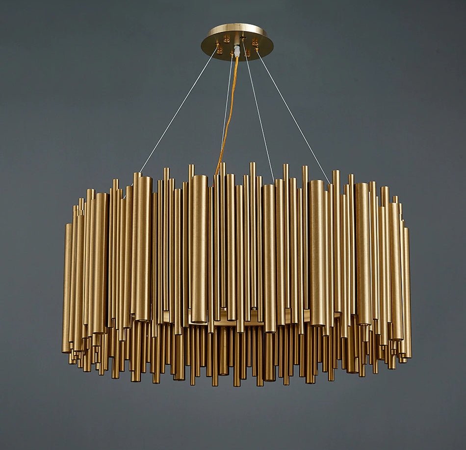 fancilighting Luxury Drum Gold Stainless Steel Chandelier for living room, dining room image | luxury lighting | luxury decor