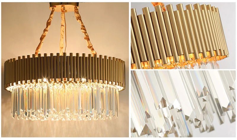 fancilighting Gold round crystal ceiling chandelier for living room, dining room, bedroom