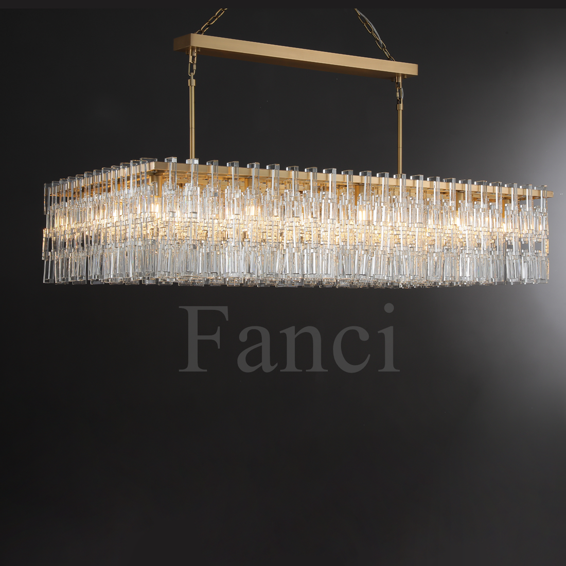 Genesis Luxury Rectangular Dining Table Crystal Chandelier Lighting