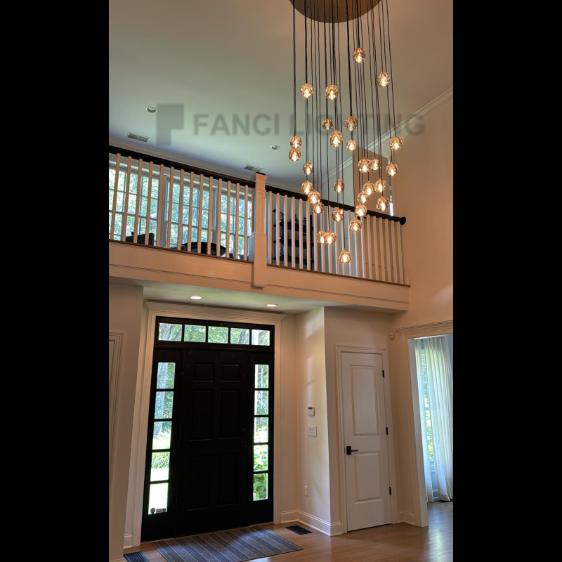 Charles Cluster Crystal Round  Chandelier, Staircase Chandelier