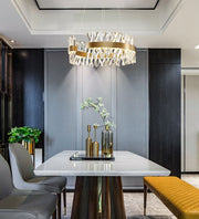 fancilighting S-style Shape Design Modern Creative Hanging Led Crystal Chandelier Dia23.6" / Warm Light (3000K)