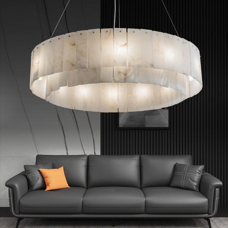 Alabaster Modern 2 tier Round Art Chandelier