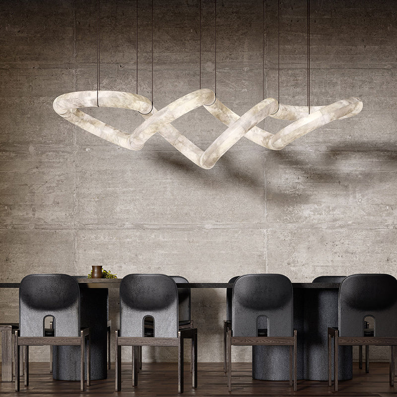 Alabaster Unique Curved Long Linear Chandelier