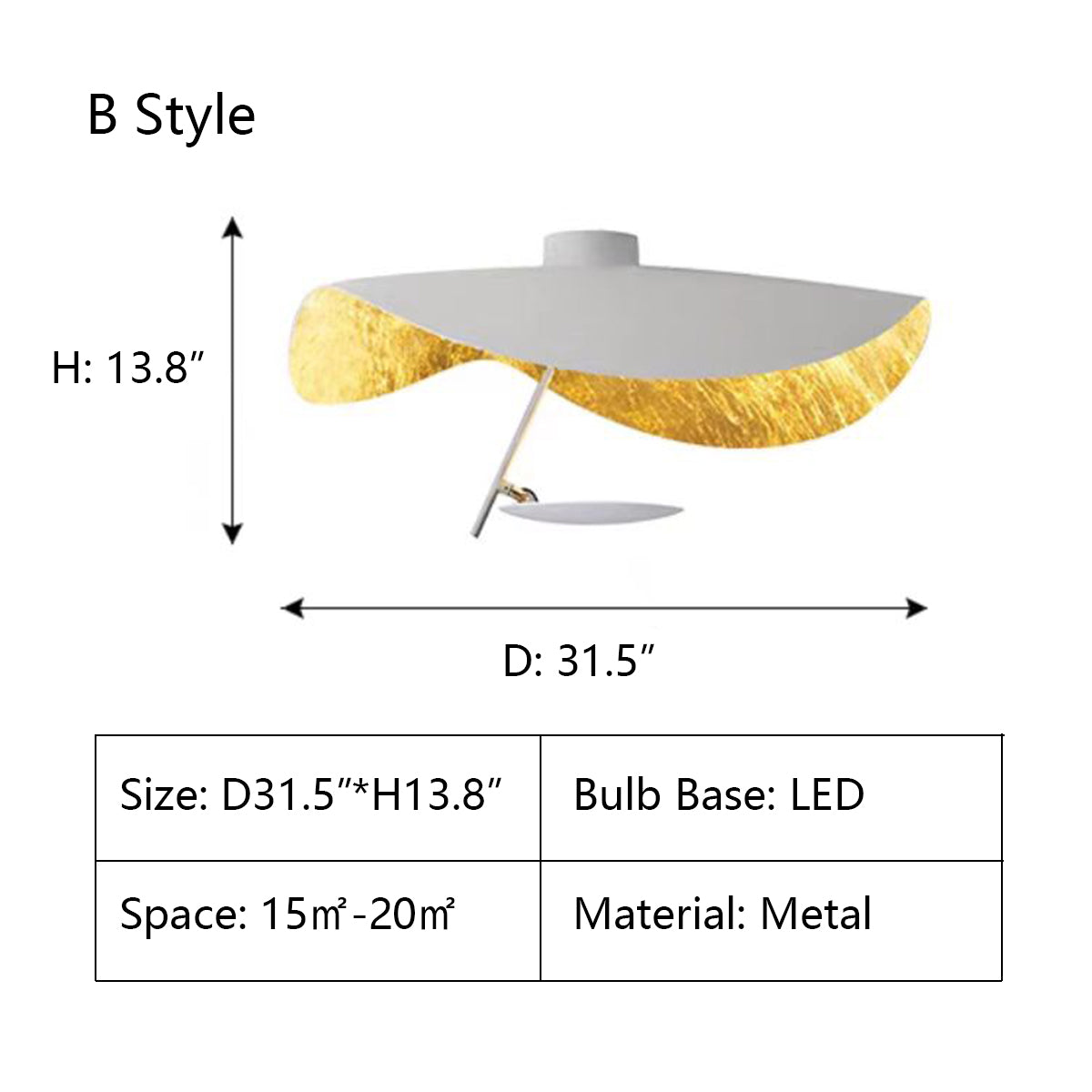B Style: D31.5"*H13.8"  chandelier,chandeliers,gold,luxury,mushroom,hat,ceiling,flush mount,black,led,dining room,living room,huge,large,big,round,Lederam Manta Pendant
