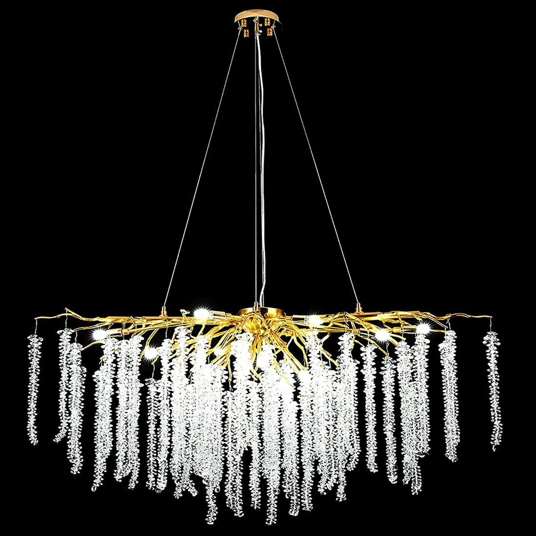 Fanci Doris White Crystal Branch Round Chandelier D20.5" L45"