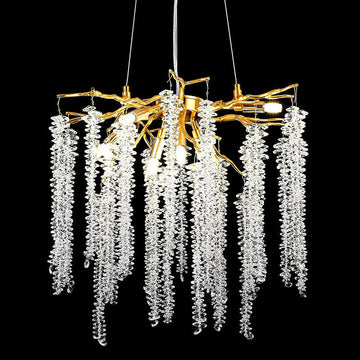 Fanci Doris White Crystal Branch Round Chandelier D20.5" L45"