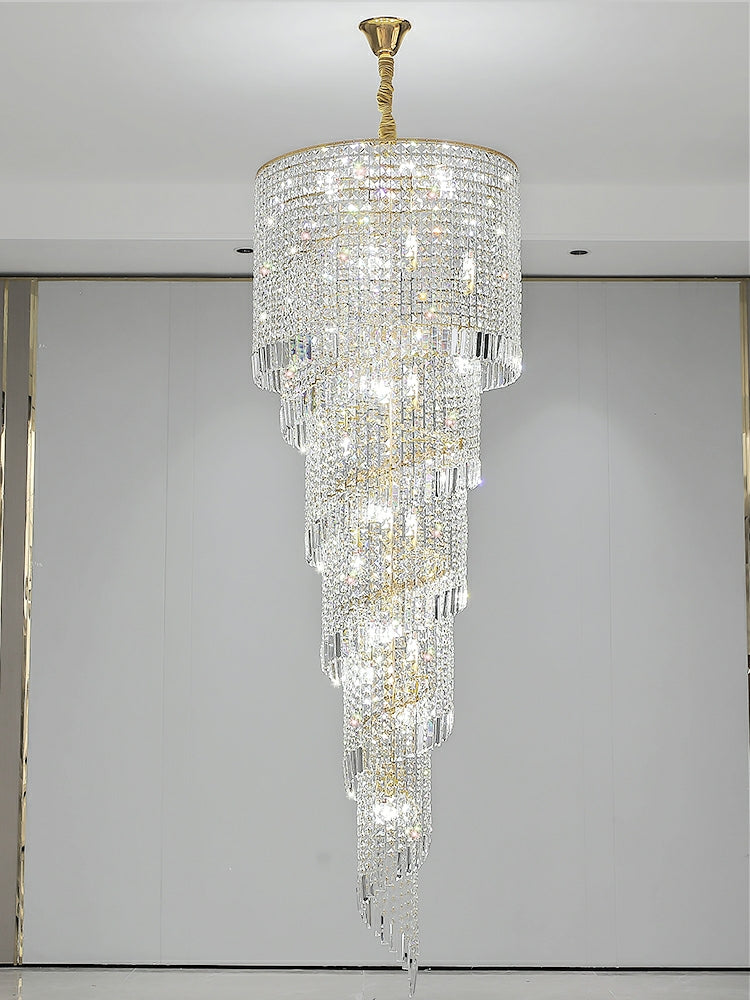 Elegant Foyer Hall Chandelier Long Crystal Ceiling Light Fixture For Living Room Entryway Staircase