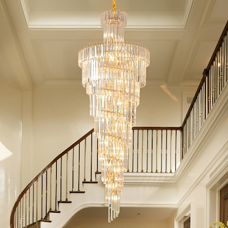 fancilightinghandelier D39.4"*H236.2"/ 58 Lights Luxury Extra Large Foyer Spiral Staircase Chandelier Long Crystal Ceiling Light Fixture For Living Room Hall Entrance