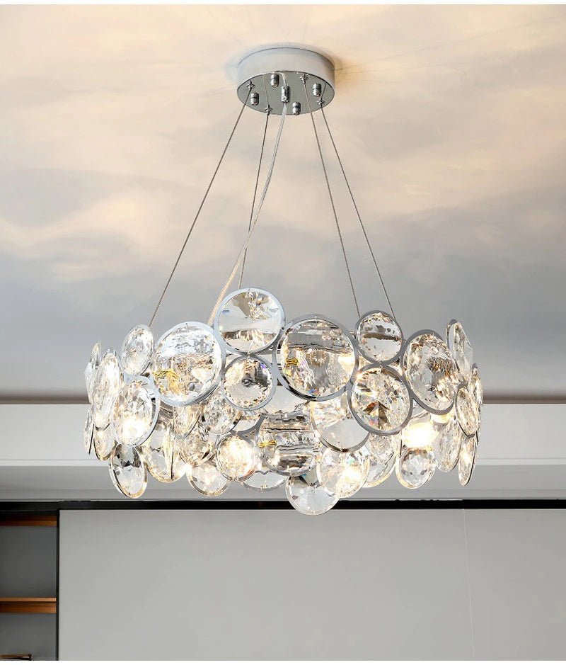 fancilighting Chrome round crystal light for living room, bedroom, dining room