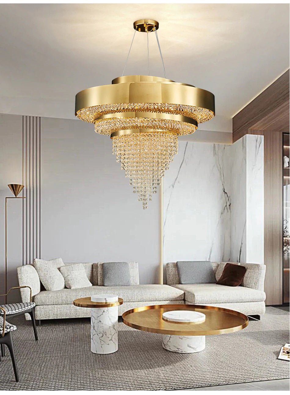 fancilighting Art design gold LED chandelier for living room, bedroom. 23.6'' / Warm Light / Dimmable