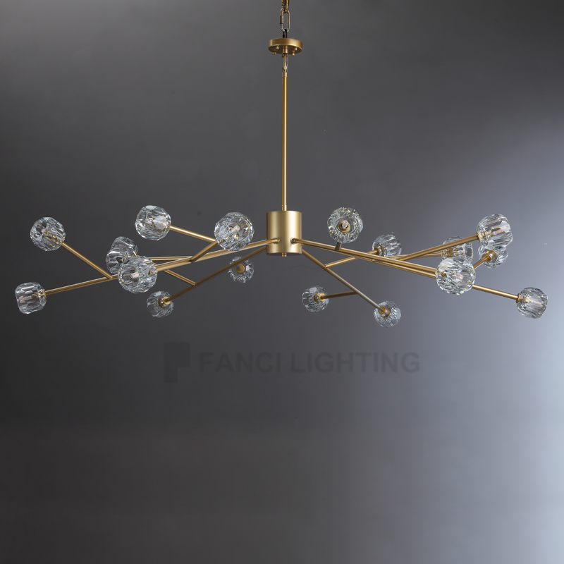 Charles Clear Round Dining Table Crystal Chandelier