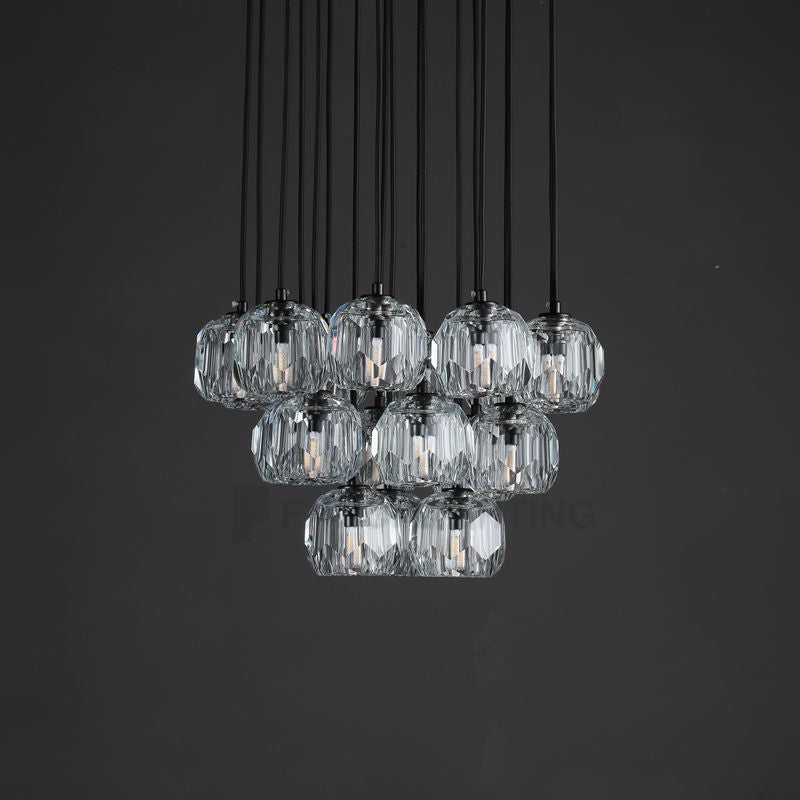 Charles Cluster Crystal Round  Chandelier, Staircase Chandelier