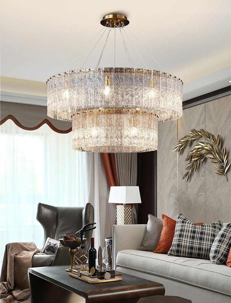 fancilighting Double frosted glass suspension luminaire modern Round chandelier