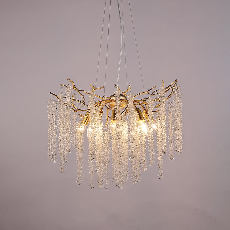 Lorna Crystal Raindrop Chandelier Gold Tree Branch Chandeliers