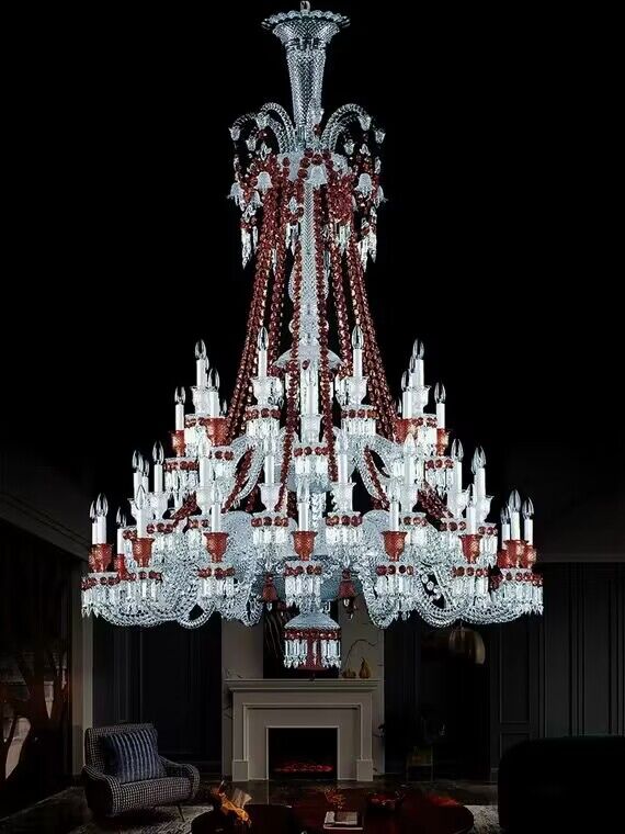 European-style Luxury Colorful Candle Crystal Oversized Chandelier Art Designer Foyer/Staircase Light Fixture