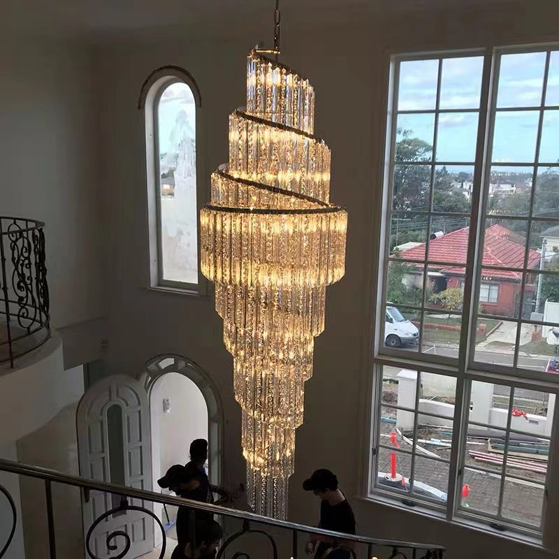 Sprial Crystal Chandelier For Foyer Staircase