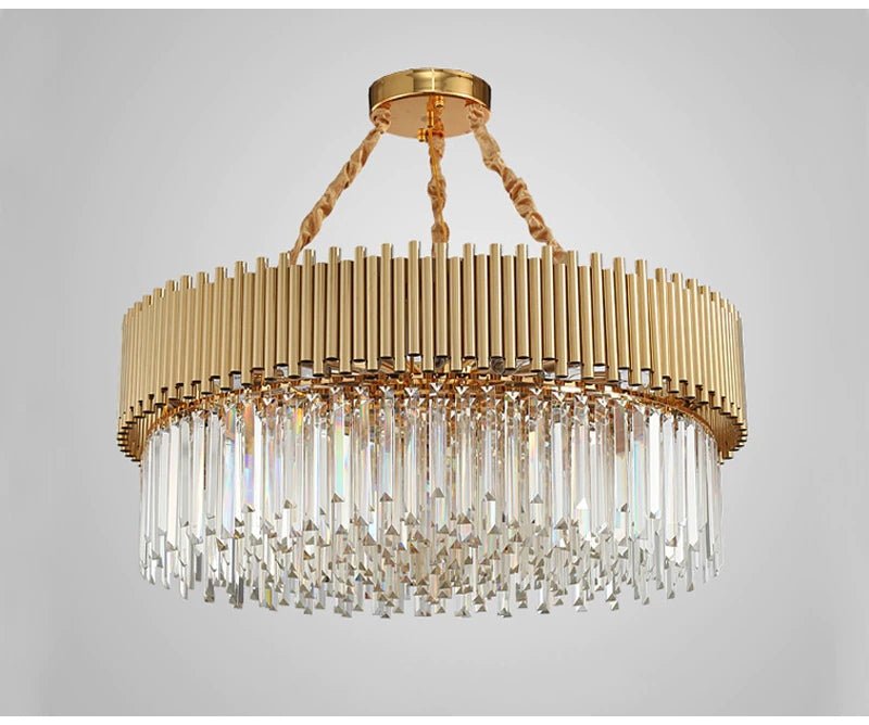 fancilighting Gold round crystal ceiling chandelier for living room, dining room, bedroom