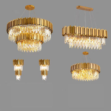 Gold Round Modern Crystal Chandelier