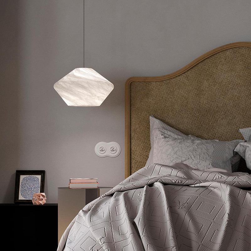 Isaac Decorative Alabaster Bedside Pendant Light, Living Room Pendant Light